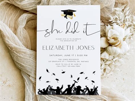 She Did It Graduation Invitation Graduation Invitation Etsy