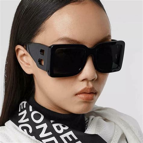 2021 Brand Square Sunglasses Woman Oversized Black Style Shades For