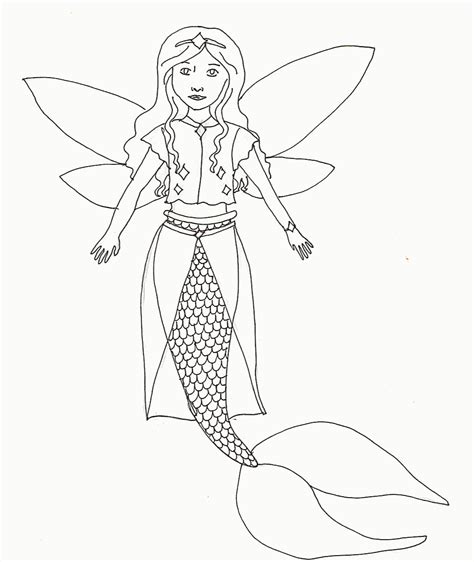 Mermaid Princess Fairy Coloring Page - Coloring Home