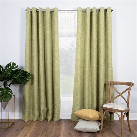 Spin And Weave Extra Wide Chidi Lime Green Textured Curtain Panels 64”w X