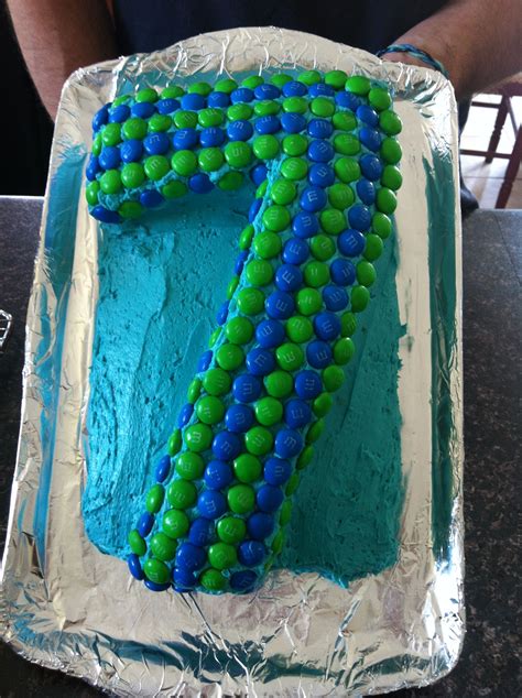Immys Number 7 Birthday Cake A Double Layered Cake With Blue Frosting