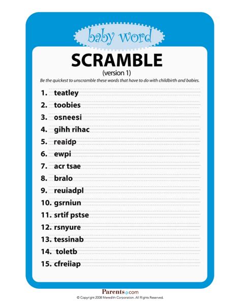 Scramble download worksheet download answer key assign this worksheet. 4 Free Printable Baby Shower Games | Parents