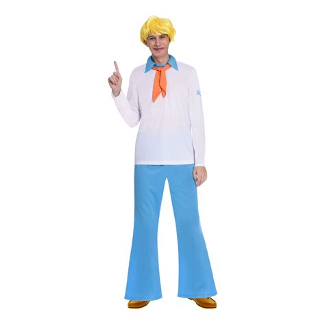 Adults Fred Jones Fancy Dress Costume Wig Scooby Doo Ladies Mystery Mens Ebay