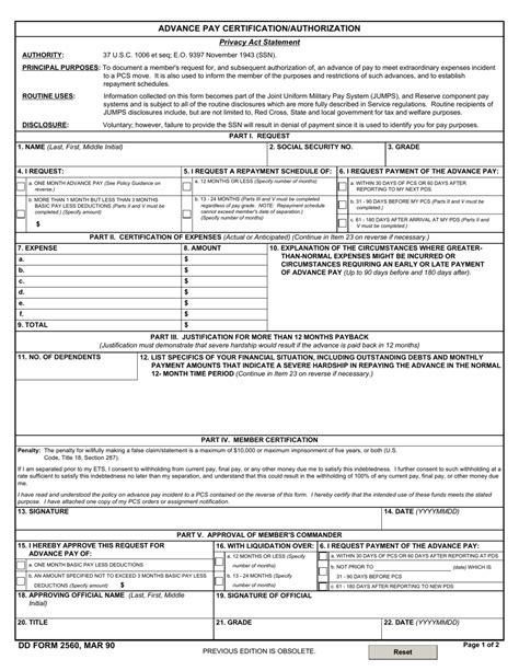 Dd Form 2560 Fill Out Sign Online And Download Fillable Pdf