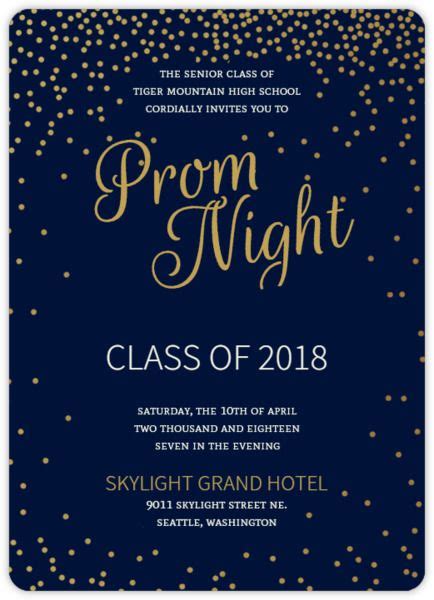 golden confetti stars prom invitation   prom