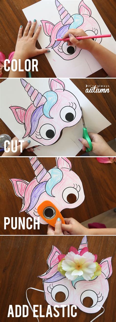 Vienaragis arte di scuola primaria unicorno. unicorn masks to print and color {free printable | Unicorn ...