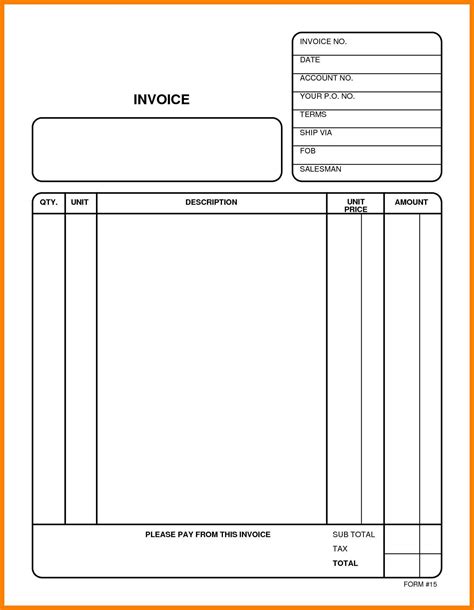 Free Blank Invoice Templates 30 Pdf Eforms Free Printable Blank