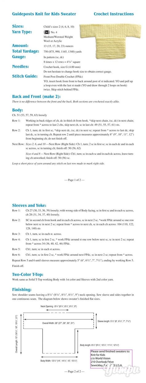 Don't machine wash or dry wool. guideposts-knit-for-kids-sweater-crochet-instructions ...