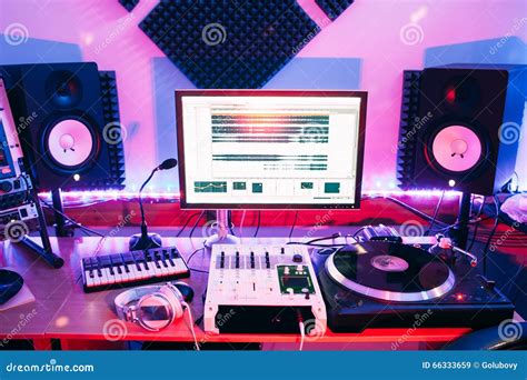 Sound Equipment In Professional Audio Recording Studio Stock Image