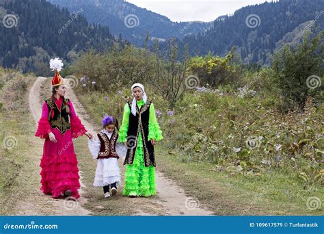 Nomadic People In Traditional Clothes Almaty Kazakhstan Editorial