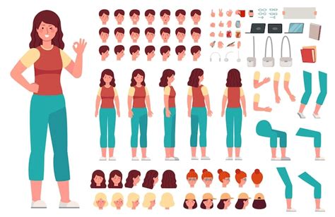 Kit De Personagem Feminina Dos Desenhos Animados Partes Do Corpo De