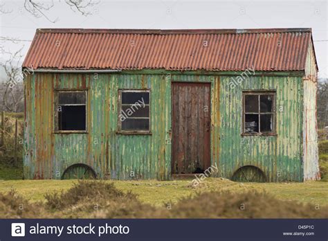 Find the perfect corrugated iron shed stock photo. Corrugated iron shed on wheels, Mynachlogddu ...