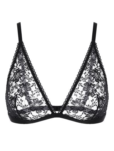 Sheer Floral Lace Plunge Bra | Bra styles, Floral lace, Bra