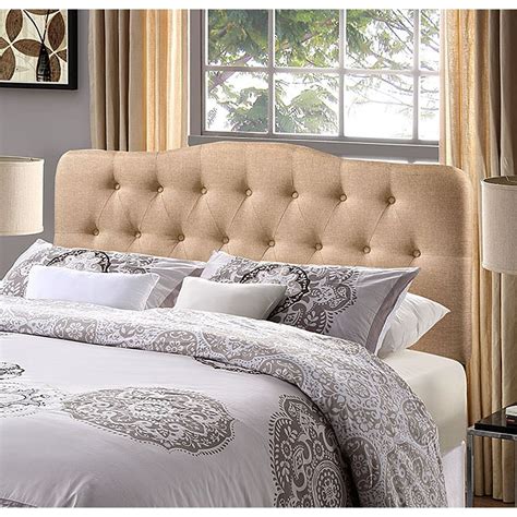 Kenmore Beige Fabric Upholstered Tufted Full Size Headboard Panel