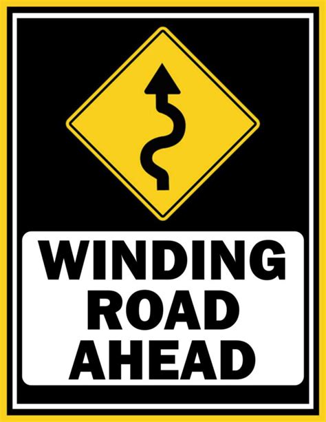 Editable Winding Road Ahead Sign Free Download
