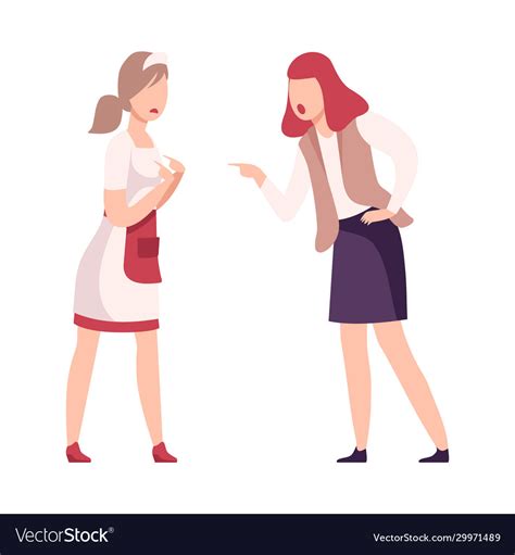 Two Young Women Arguing And Shouting Girl Yelling Vector Image