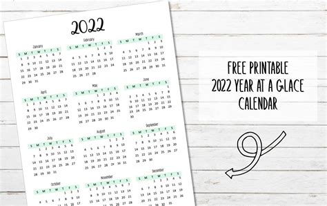 Year At A Glance Calendar 2022 Free Printable Calendar Of National Days