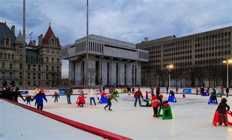 Ice Skating In Winter At Capital Square Empire Plaza In Downtown Albany