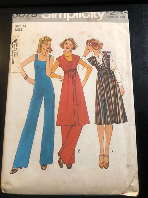 Vintage Sewing Pattern 1970s 70s Fashion Simplicity 8075 Etsy