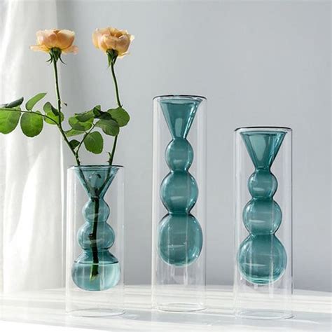 Minimalist Bubble Vase Glass Tube Vase Double Glass Vase Etsy