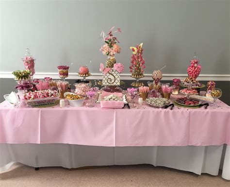 Pink And Gold Candy Buffet Table For 50th Anniversary Party Gold Candy