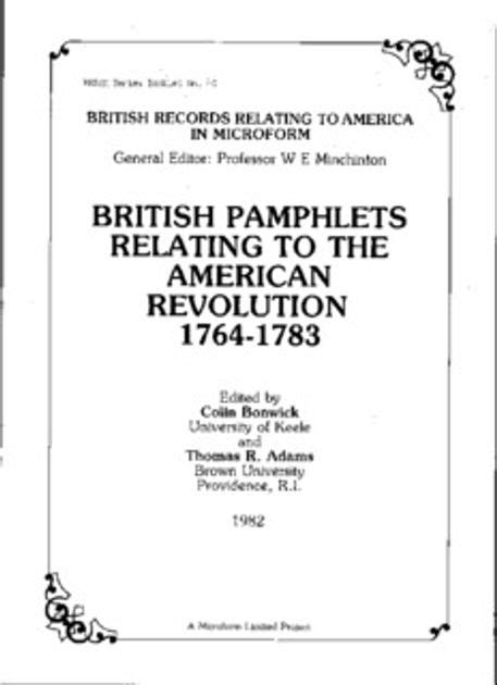 British Pamphlets Relating To The American Revolution Pdf