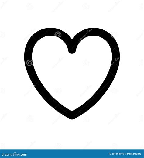 Black Vector Heart Outline Line Art Silhouette Icon Stock Vector