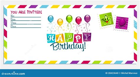 Happy Birthday Invitation Card Stock Photo - Image: 28423640