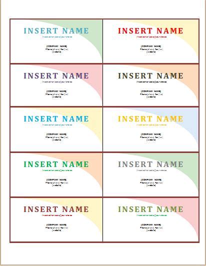 Name Tag Templates For Ms Word Word And Excel Templates