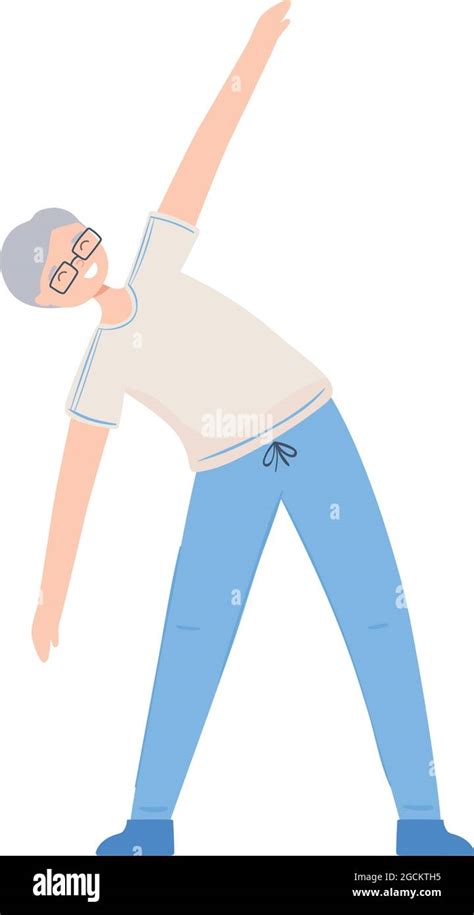 Old Man Doing Stretching Exercises Stock Vector Image And Art Alamy