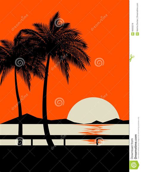 Summer Sunset On The Beach Vintage Retro Poster Background Stock Vector Illustration Of Idea