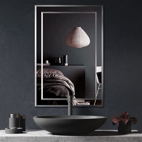 Yoshoot Frameless Bathroom Mirror Wall Mounted Double Layer Glass With Zouz