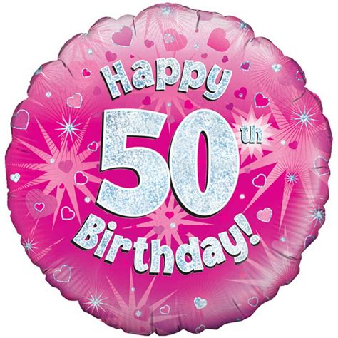 Oaktree 18 Inch Happy 50th Birthday Pink Holographic Balloon Walmart