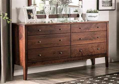 Traditional Brown Cherry Solid Wood Dresser Furniture Of America