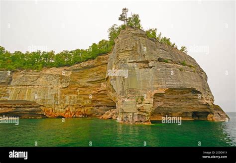 Rock Ridge Into Lake Superior At Pictured Rocks National Lakeshore In