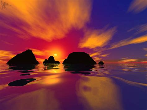 1366x768px 720p Free Download Thai Sunset Rocks Gold Purple