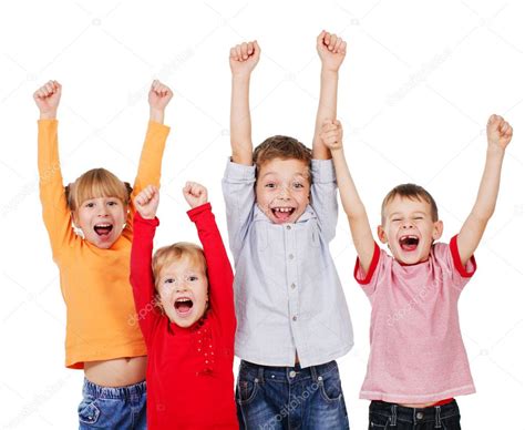 他们举起手来快乐儿童 — 图库照片©tatyanagl＃12355909