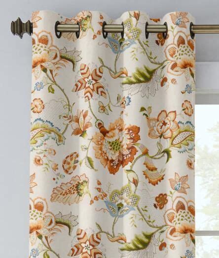 Jacobean Floral Lined Grommet Top Curtains Pair Final Sale No