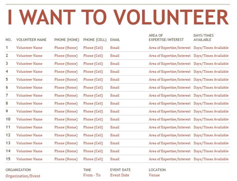 9 Free Sample Volunteer Sign Up Sheet Templates Printable Samples