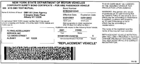 Vehicle registration and insurance status. New York DMV | Sample NY State Insurance ID Cards