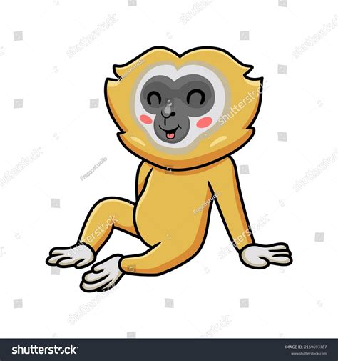 Cute Little Gibbon Cartoon Sitting Stock Vector Royalty Free