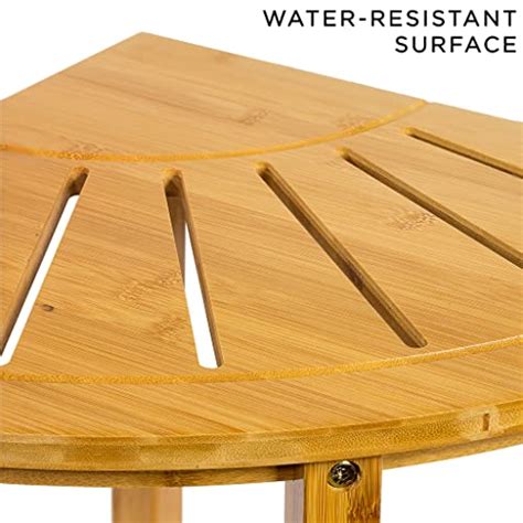 Sorbus Corner Shower Stool Bamboo Bench With Shelf — Waterproof 2 Tier