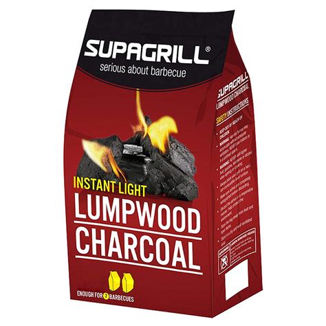 Supagrill Instant Light Lumpwood Charcoal Bbq Barbecue Grill Fuel 2 X