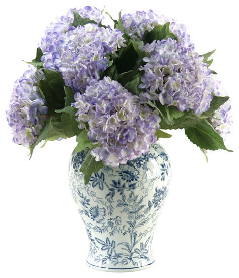 Drying hydrangea lets you have a more permanent (and still lovely) arrangement. D&W Silks Hydrangeas in Large Blue/White Chinese Porcelain ...