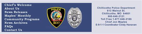 Chillicothe Missouri Police Department Providing Law Enforcement