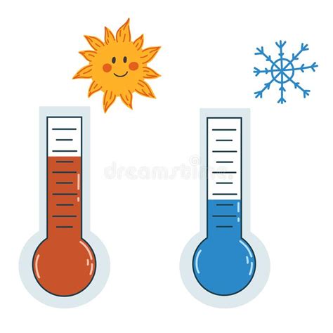 Vector Illustration With Thermometers In Flat Style Isolated On White
