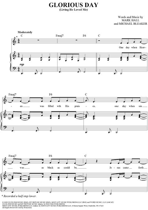 Glorious Day Living He Loved Me Sheet Music By Casting Crowns Sheet