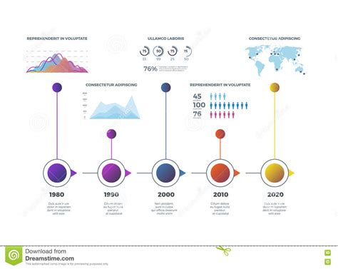 Cronología Infographic Con Los Diagramas Cartas Modelo Del Vector