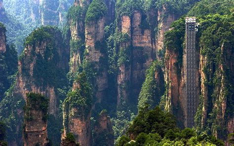 Hd Wallpaper Landscape Poster Nature Cliff China Hunan Plants