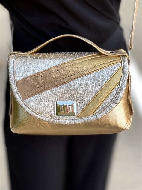 Golden Leather Purse Gold Bag Gold Handbag Golden Leather Etsy